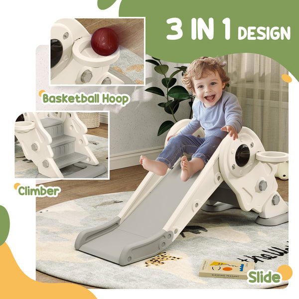 3-in-1 Foldable Toddler Slide Cream White