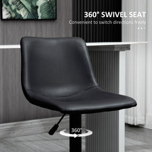 Set of 2 vintage grey retro leather bar stools