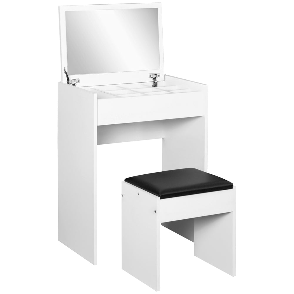 Modern dressing table with makeup table and padded stool, white