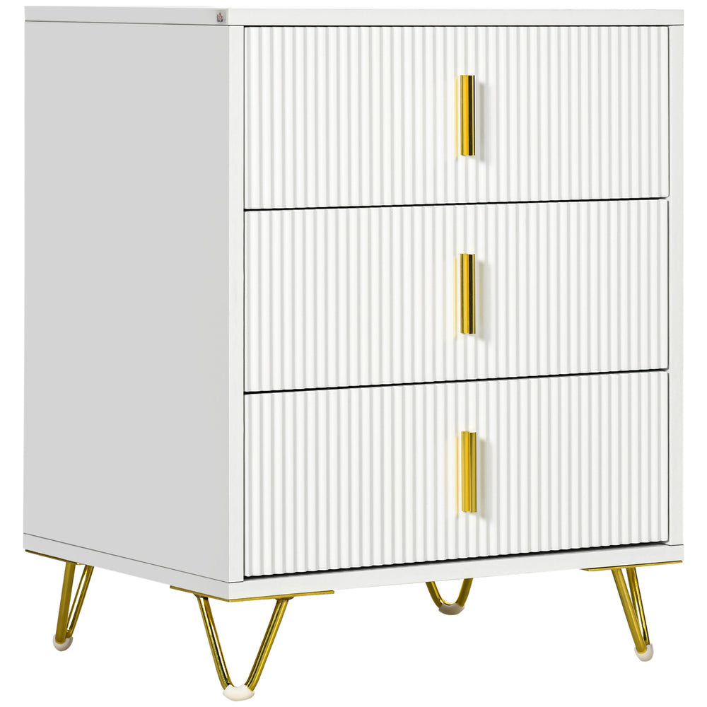 3-drawer chest with metal legs, white