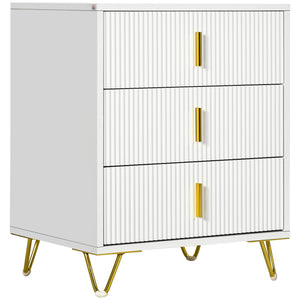 3-drawer chest with metal legs, white
