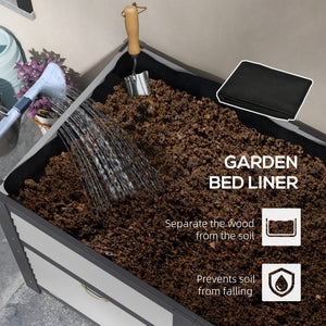 Raised wooden planter with storage