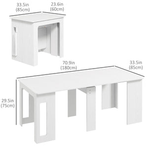 Extendable dining table for small spaces, seats up to 6, white