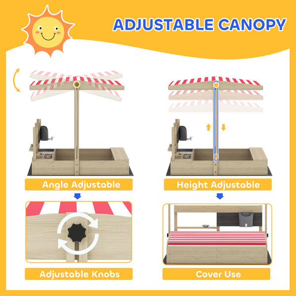 Sandbox with lid, kitchen, toys for children from 3 to 7 years old, natural wood