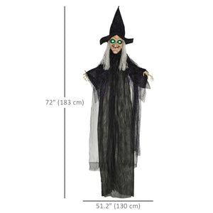 6ft Outdoor Halloween Decoration, Life Size Black Witch, Halloween Prop with Light Up Eyes