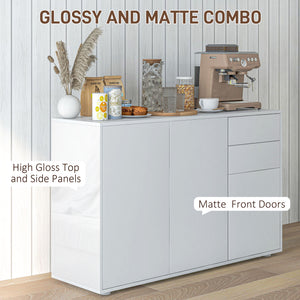 Modern Kitchen Pantry with Coffee Bar, Push-to-Open and 2 Drawers for Living Room, White