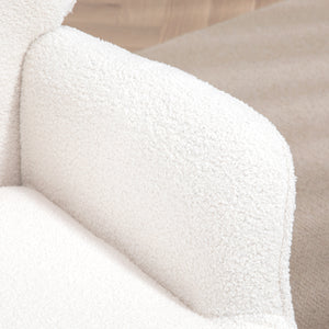 Sherpa Upholstered Wingback Accent Chair, Cream White