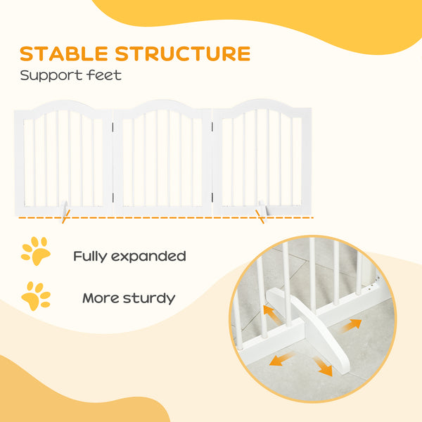 3-Panel Foldable White Dog Gate