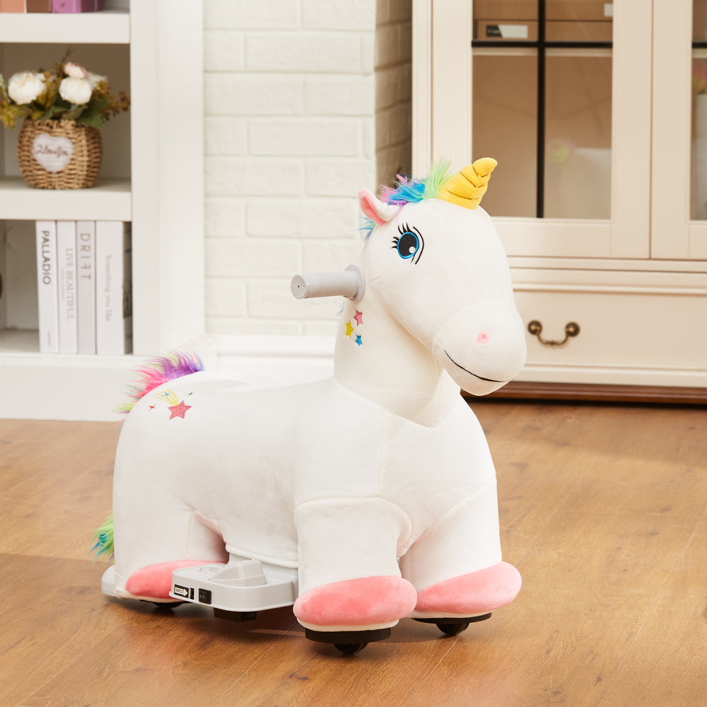 6V Ride-On Unicorn with Music, White