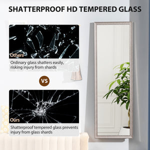 Full length rectangular mirror with frame, on stand, silver bronze color