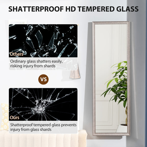 Full length rectangular mirror with frame, on stand, silver bronze color