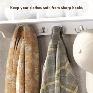 Wall-mounted coat rack with shelf, white