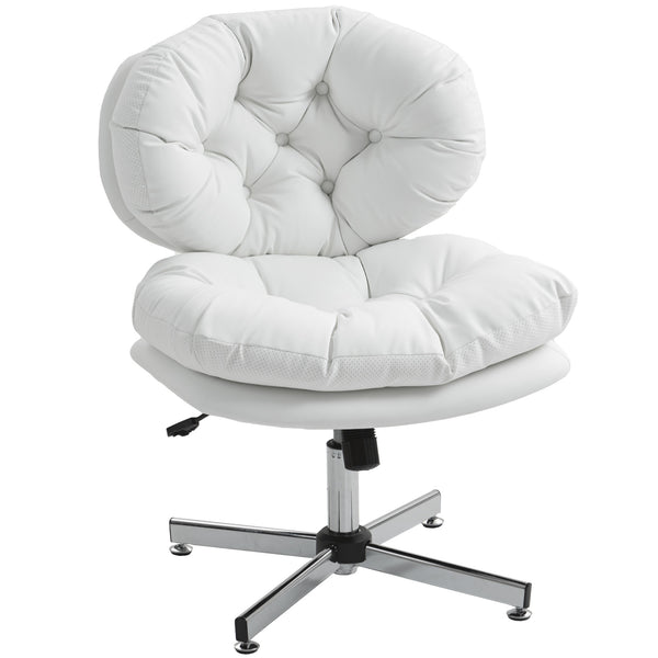 Office chair without armrests with wide, padded seat, white.