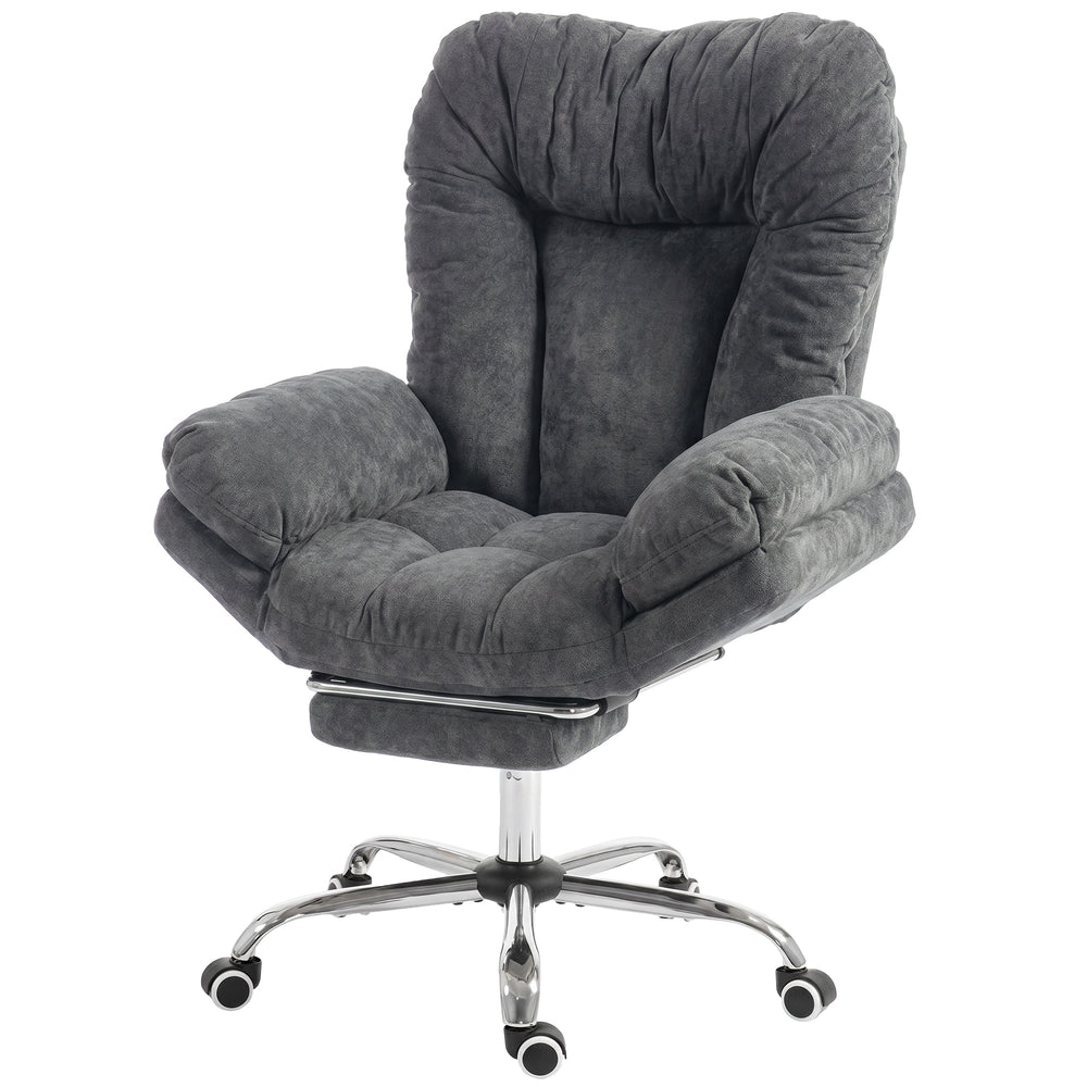 Large office chair with footrest, dark gray