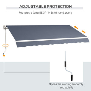 11.8 x 8.2 ft Retractable Patio Awning, Gray 