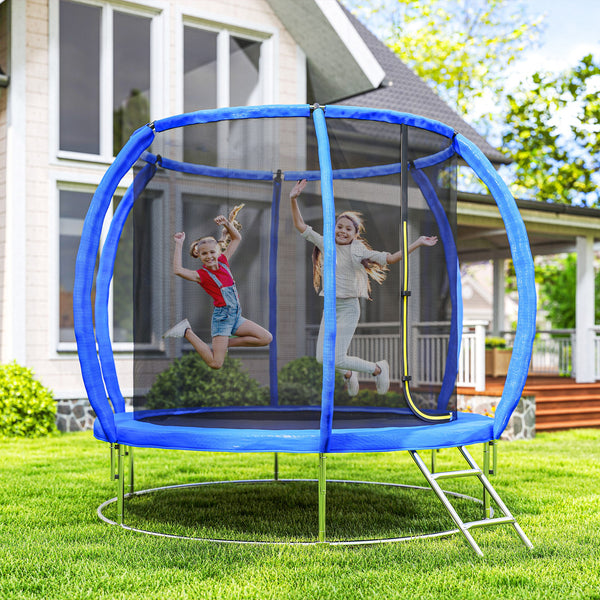 8ft Trampoline with Enclosure Net, Ladder and Curved Poles