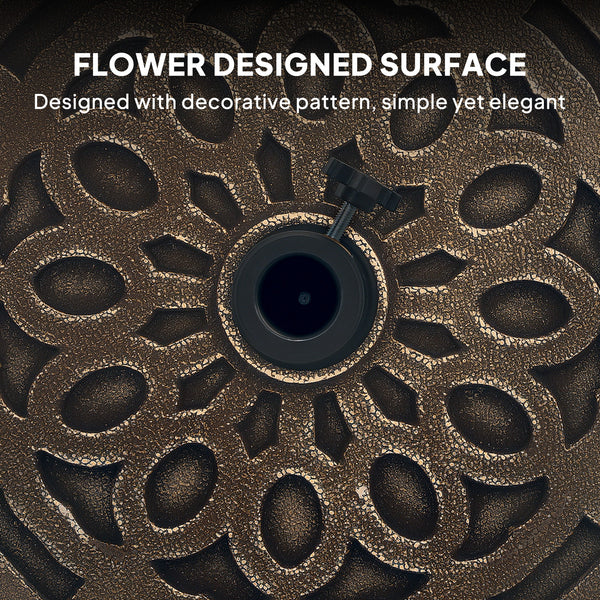 Round Parasol Base with 20kg Resin Casters, Heavy Duty for 3.3cm, 3.8cm and 4.8cm Poles, Bronze