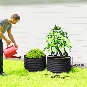 Set of 2 raised garden beds with safety edging