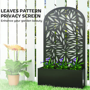 Metal planter with trellis for climbing plants