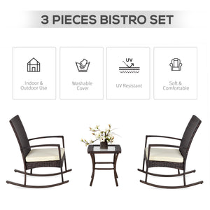 3-piece garden set in woven resin, cream white
