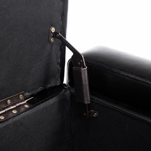 Luxury Faux Leather Upholstered Storage Ottoman Bench, Black
