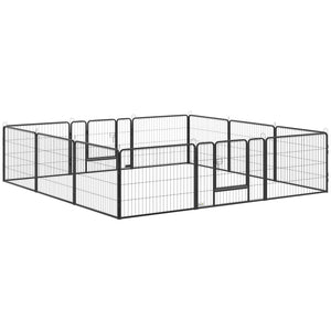 Heavy-duty metal dog playpen with built-in door and 12 panels