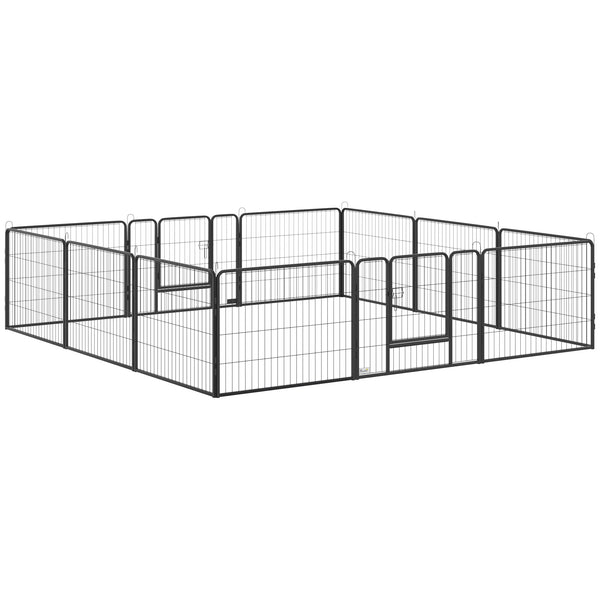 Heavy-duty metal dog playpen with built-in door and 12 panels