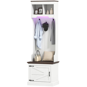 3-in-1 Hallway Unit with LED Lighting and Bench, White