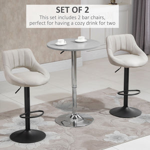 Set of 2 linen-covered bar stools, cream white