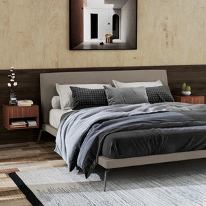 Set of 2 floating bedside tables with drawer, brown