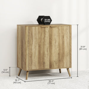 Modern Sideboard with 2 Fluted Doors and Adjustable Shelf for Kitchen and Living Room, Natural