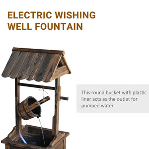 Wooden wishing fountain with electric pump and water bucket