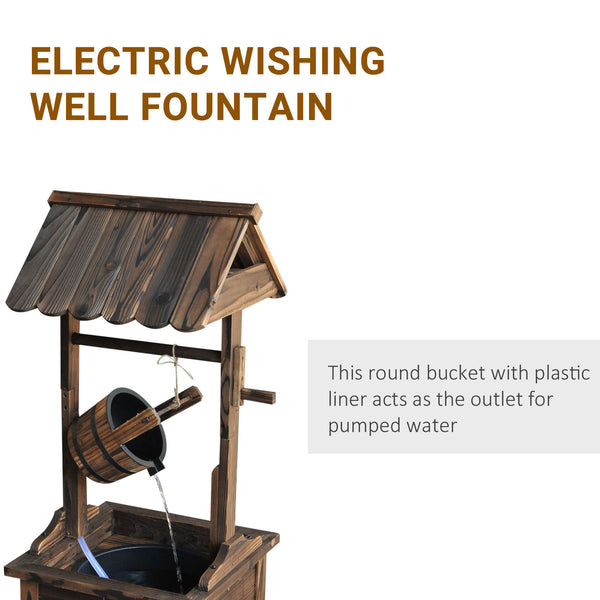 Wooden wishing fountain with electric pump and water bucket