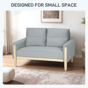 2-seater velvet sofa with solid wood legs, grey