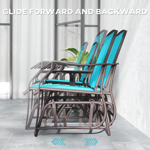 Set of 3 chairs with breathable mesh seat and glass table, blue