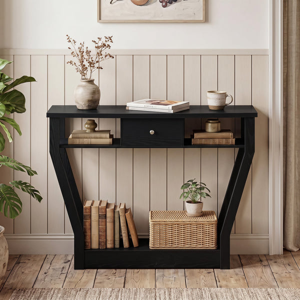 Modern sofa side table with drawer - Grey