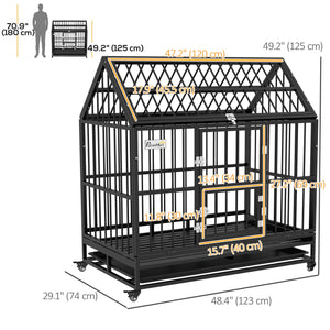 Robust 49" cage with removable tray, doors and opening roof