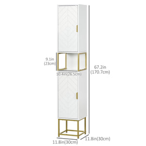 Tall bathroom storage cabinet, adjustable shelf, white