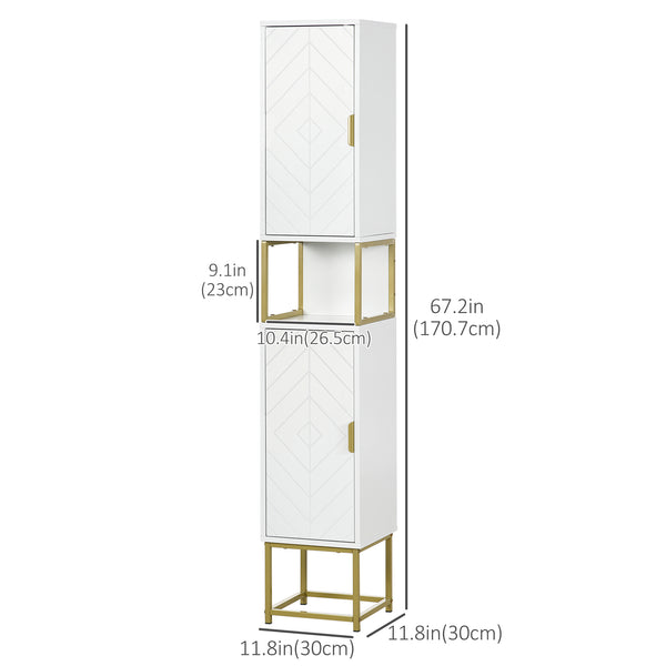 Tall bathroom storage cabinet, adjustable shelf, white