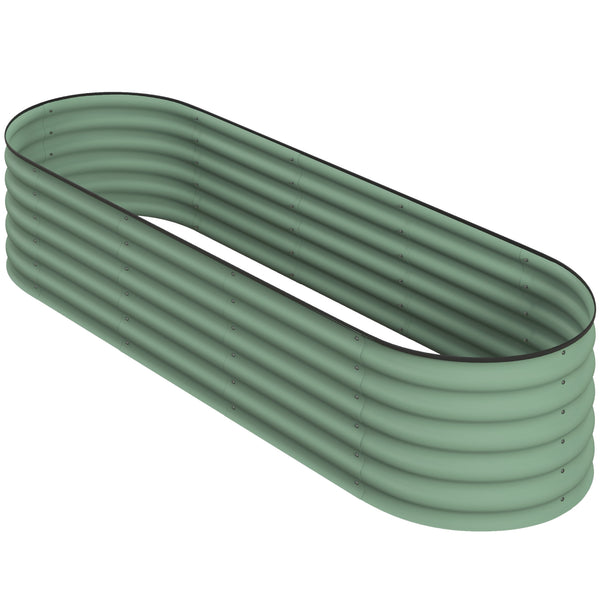 Raised galvanized steel planter with safety rim, green 