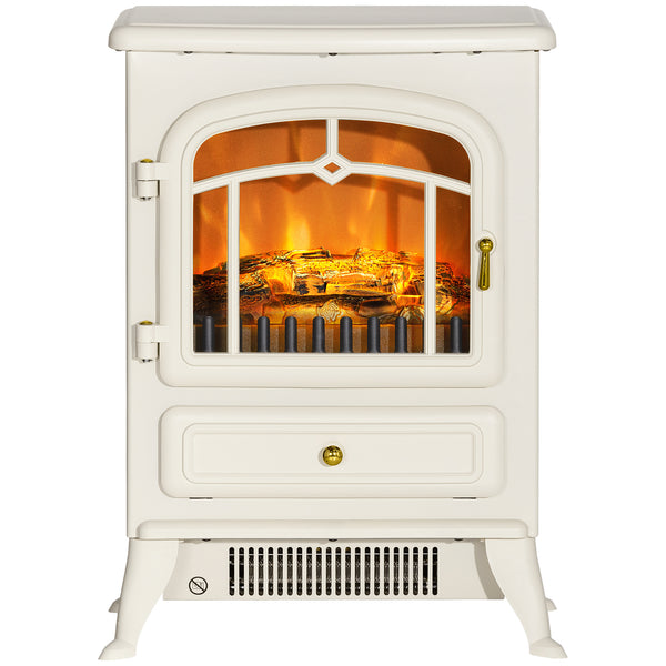 40cm beige freestanding electric fireplace with 750/1500W wood flame