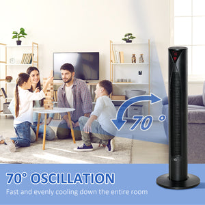 Freestanding Tower Fan with 3 Speeds, 12-Hour Timer, Oscillating, LED Sensor Panel, Remote Control, Black