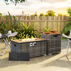 32" 40,000 BTU Rattan Propane Fire Pit Table with Hidden Propane Tank Holder and Waterproof Cover