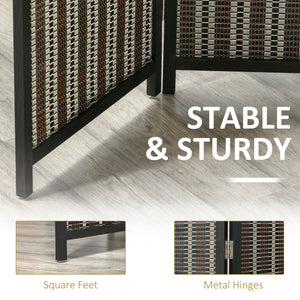 4 Panel Portable Folding Room Divider, Brown