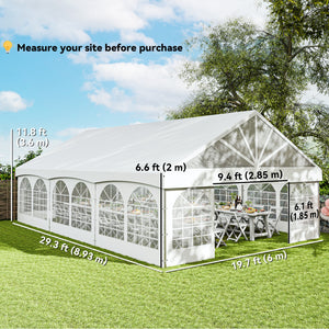 20' x 30' Heavy Duty Party Tent with Removable Window Sidewalls and Carry Bags