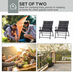 Set of 2 folding outdoor chairs with adjustable backrest, grey