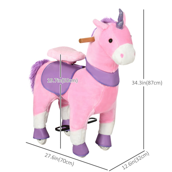 Mechanical pony toy with wheels, pink
