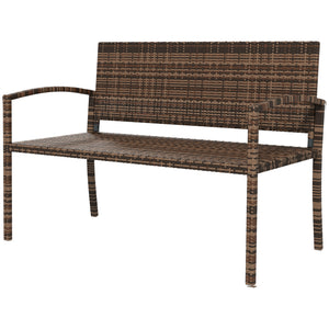 Rattan and wicker garden armchair with armrests - Brown