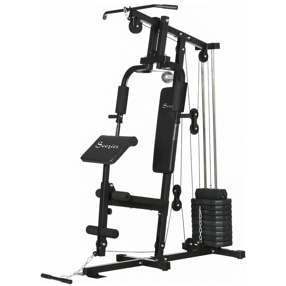 Multifunction weight station with a 45 kg weight stack, for back, chest, arms, and a full body workout.