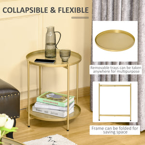 2-Tier Gold Side Table